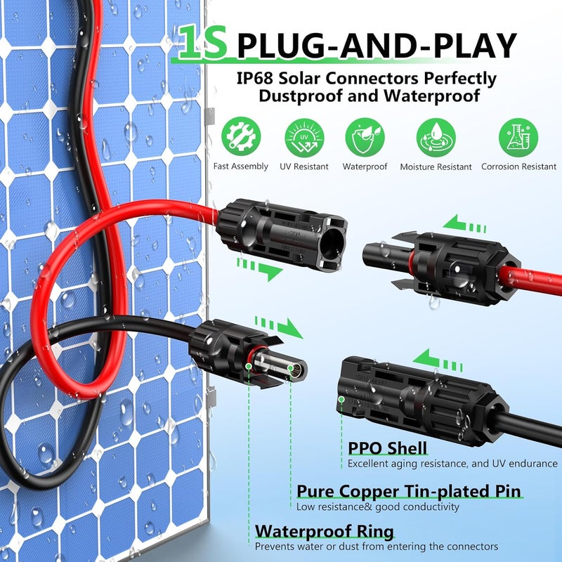 Vansdon XT60i Cable 12AWG Solar to XT60i Charging Cable Adapter for RV Foldable Solar Panel, Portable Power Station, Solar Generator- 10FT - Image 5